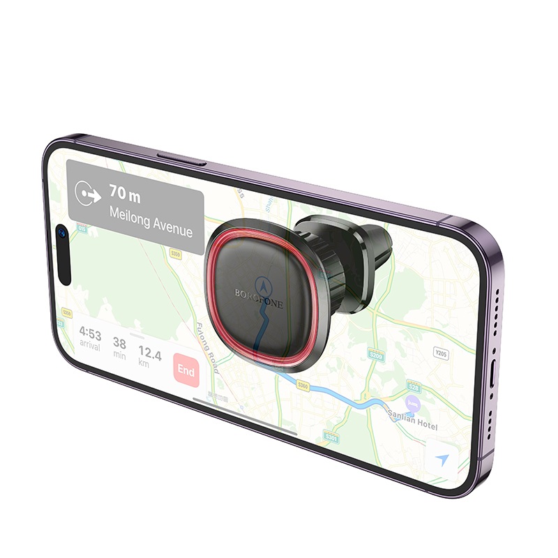 Автотримач для телефона BOROFONE BH124 Roman magnetic car holder (air outlet) Black and Red — фото 4