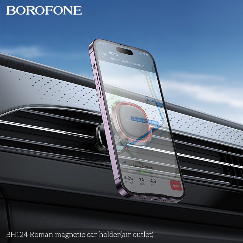 Автотримач для телефона BOROFONE BH124 Roman magnetic car holder (air outlet) Black and Red — фото 9