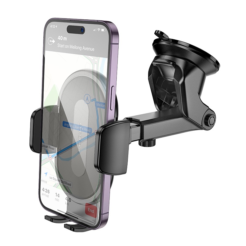 Автотримач для телефона BOROFONE BH134 Rio push-type car holder (center console) Black — фото 6