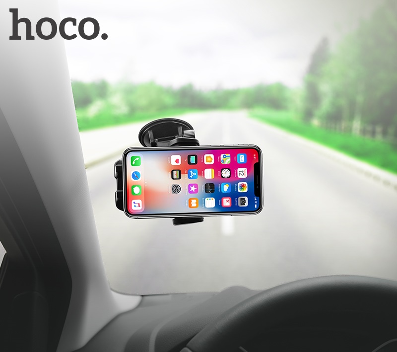 Автотримач для телефона HOCO CA31 cool run suction cup car holder Black — фото 10