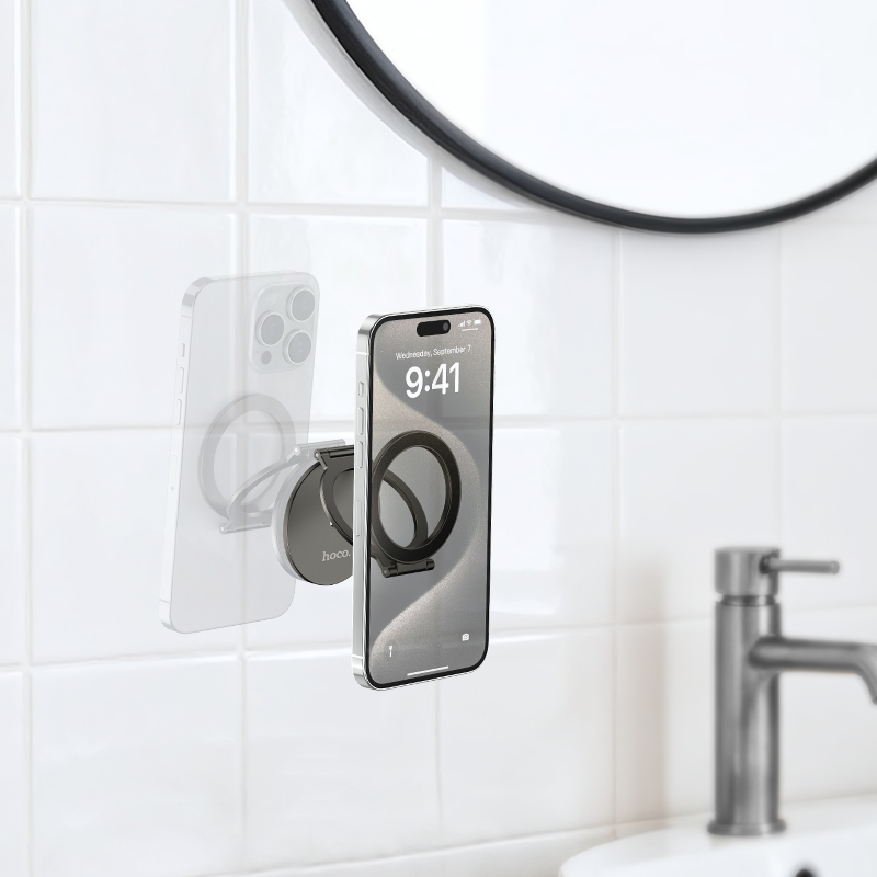 Автотримач для телефона HOCO H102 Whale magnetic ring holder(multi-scene) Metal Grey — фото 11