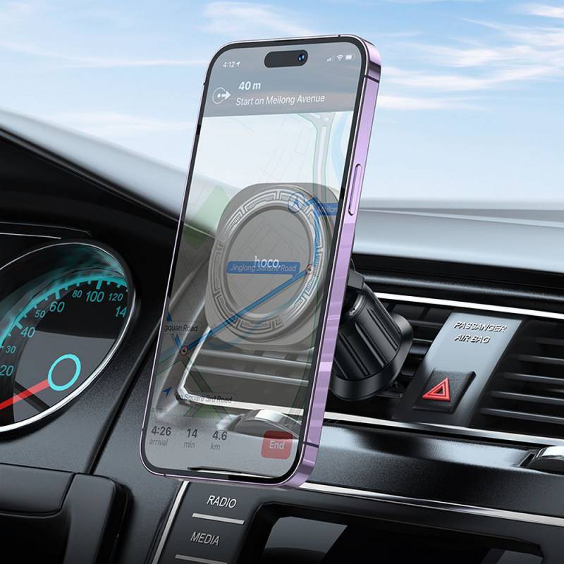 Автотримач для телефона HOCO H28 Rainbow ring magnetic car holder(air outlet) Black — фото 10