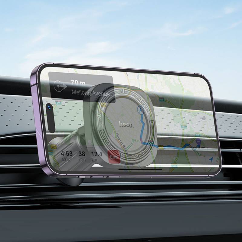 Автотримач для телефона HOCO H28 Rainbow ring magnetic car holder(air outlet) Black — фото 9