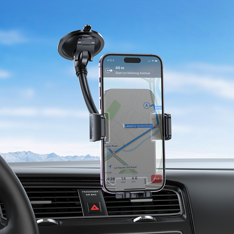 Автотримач для телефона HOCO H38 Cheetah car holder(windshield) Black — фото 10