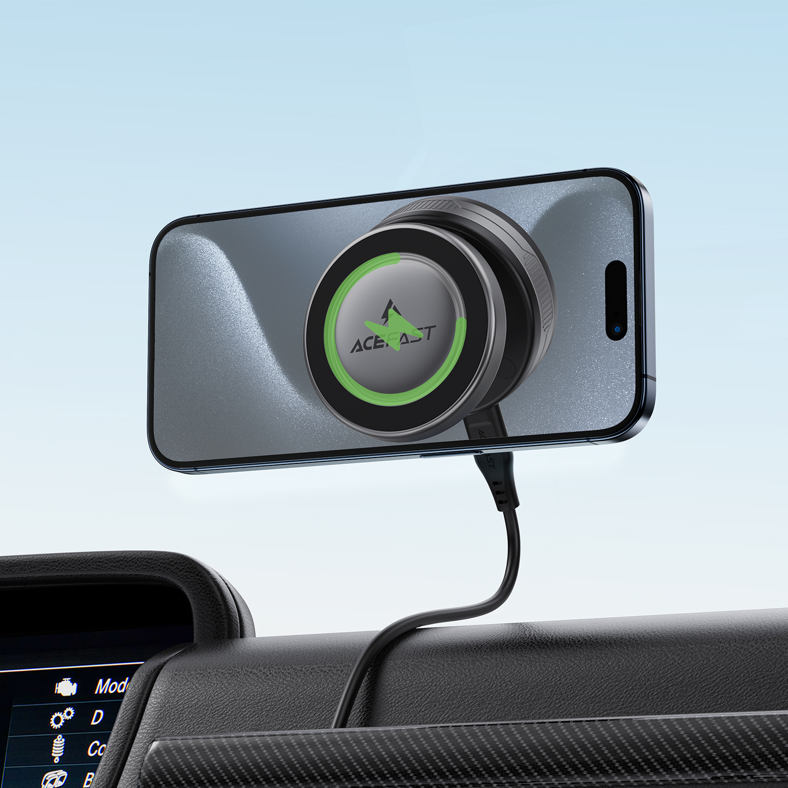 Автотримач для телефона з БЗП ACEFAST E29 electric Suction cup magnetic wireless charging holder Metal Gray — фото 7