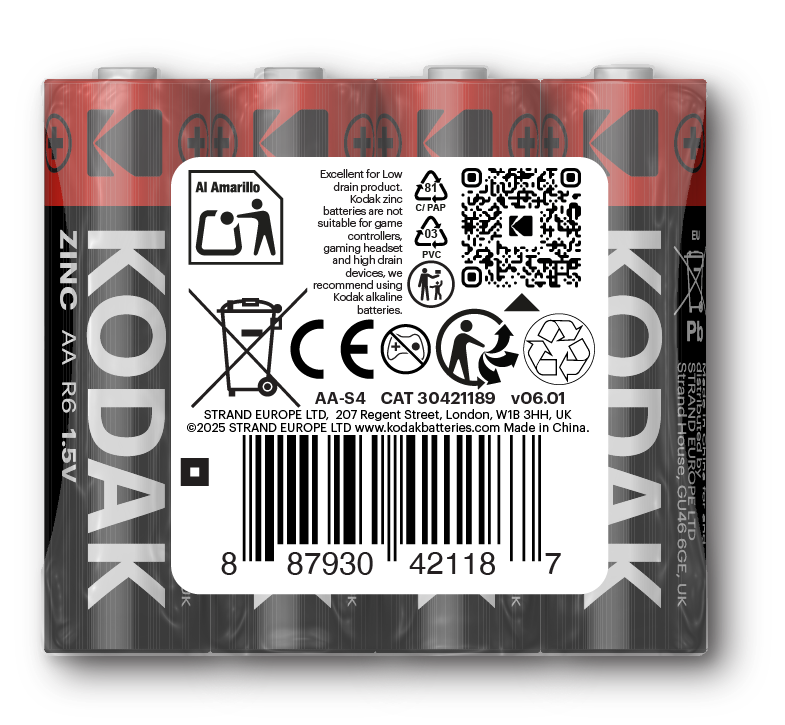 Батарейка KODAK Zinc Economy R06 SH 1x4 шт.
