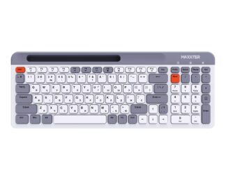 Бездротова клавіатура, ножичний механізм, сіра з білим Maxxter