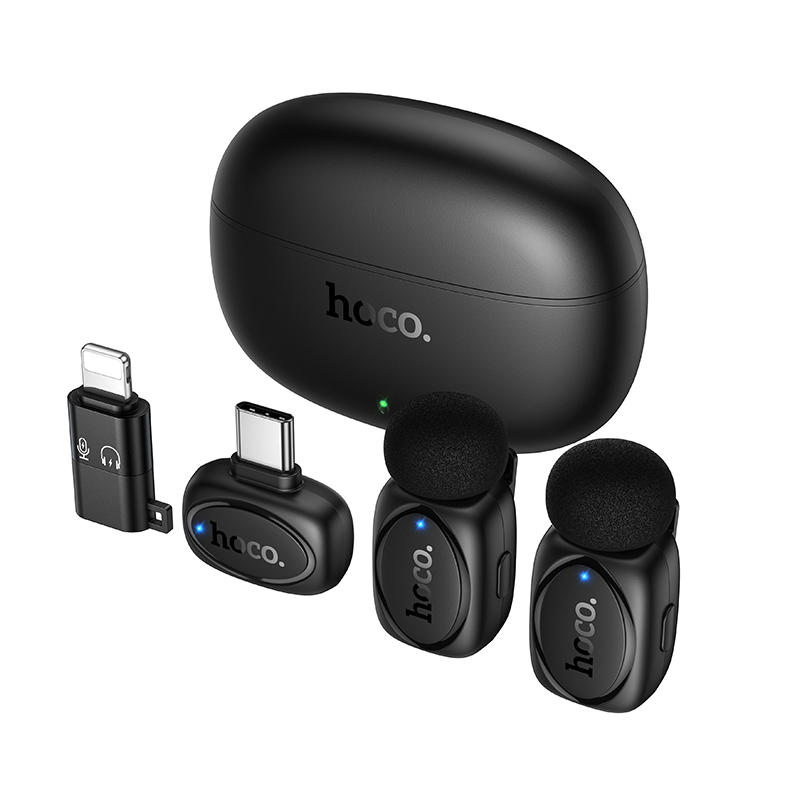 Бездротова мікрофонна система HOCO L19 Graceful dual-mic (iP/Type-C) Black