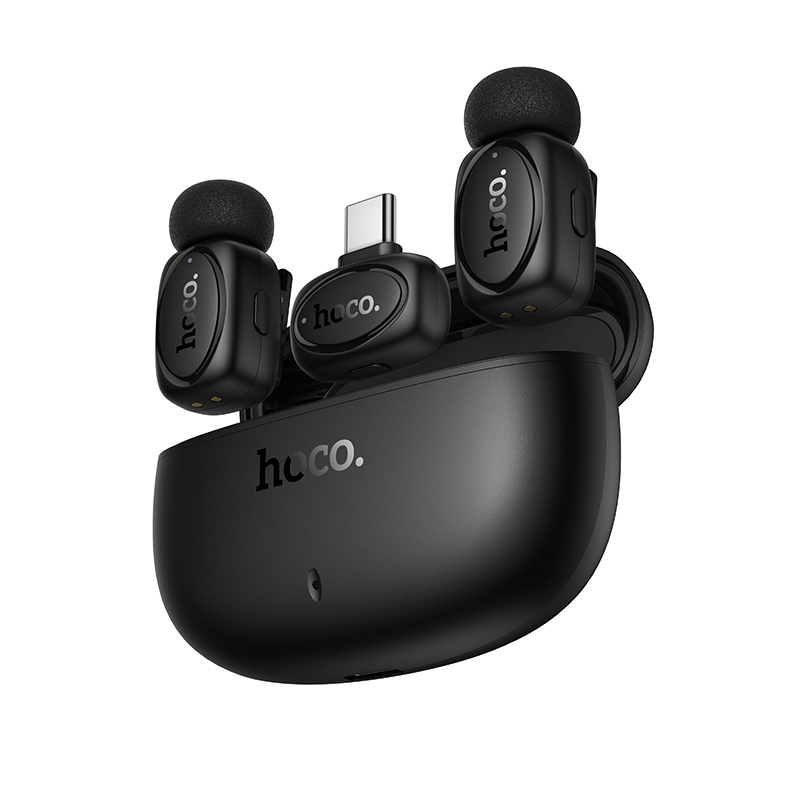 Бездротова мікрофонна система HOCO L19 Graceful dual-mic (iP/Type-C) Black — фото 7