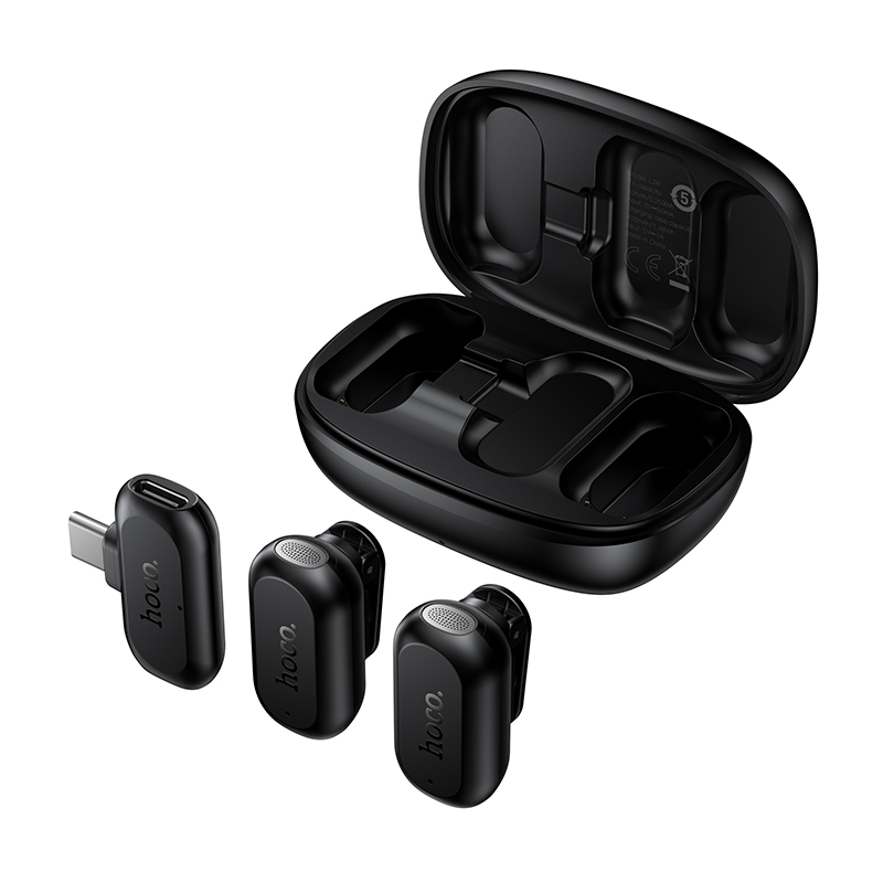 Бездротова мікрофонна система HOCO L26 Type-C Smart AI noise reduction wireless microphone Black — фото 4