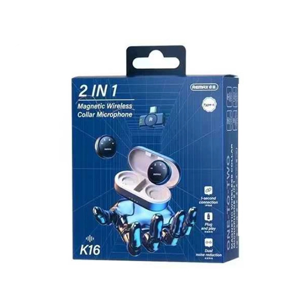 Бездротова мікрофонна система Remax K16 2 in 1 Magnetic wireless lavalier microphone — фото 3