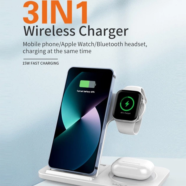Бездротова зарядна станція WUW C250 для смартфона, годинника та навушників — фото 8