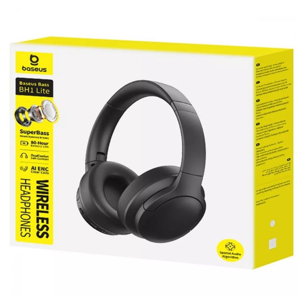 Бездротові накладні навушники Baseus Bass BH1 Lite Wireless Headphones Cosmic Black — фото 3