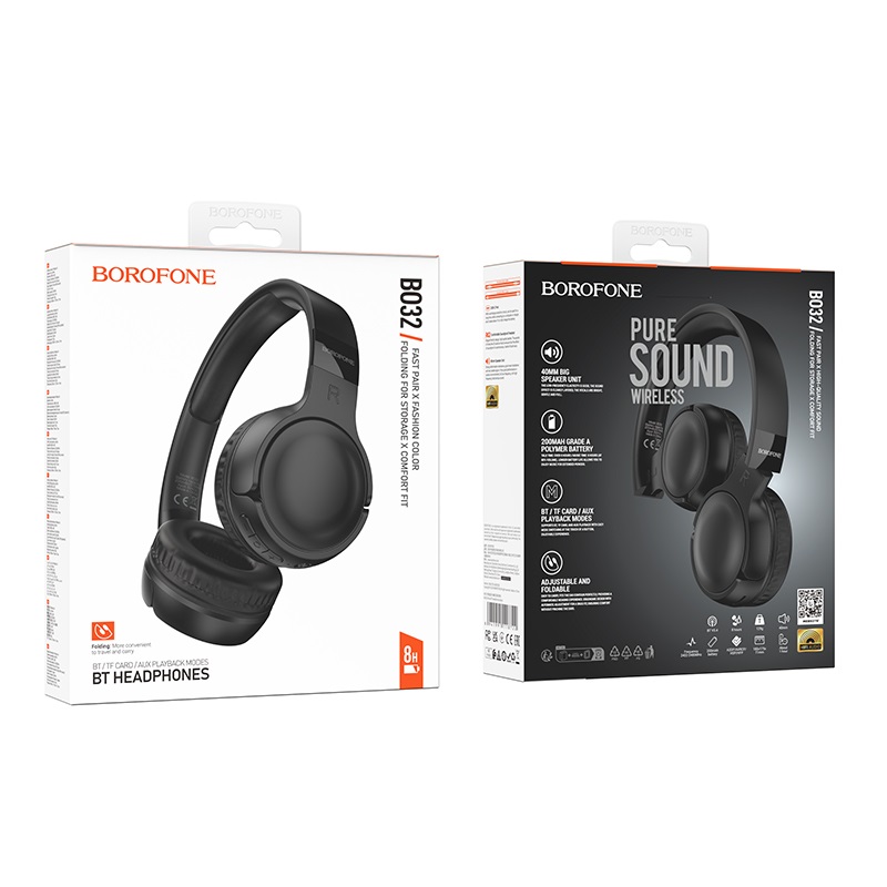 Бездротові накладні навушники BOROFONE BO32 Show BT headphones Black — фото 3