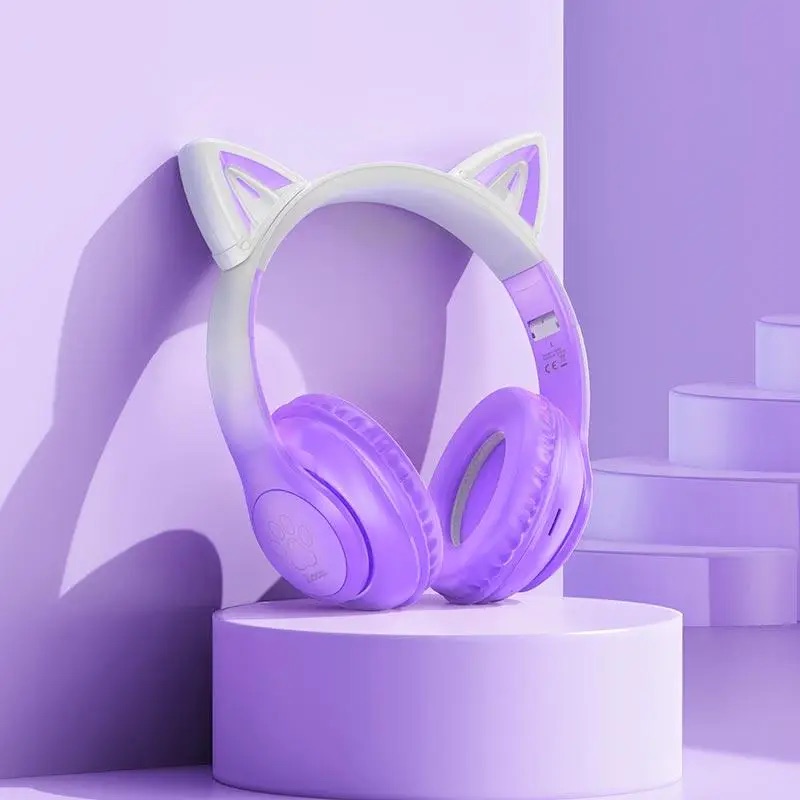 Бездротові накладні навушники HOCO W42 Cat ears BT headphones Purple Grape — фото 3