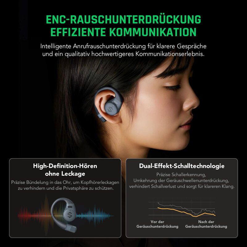 Бездротові навушники TWS Black Shark Open Bluetooth Earphones Black — фото 3
