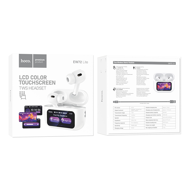 Бездротові навушники TWS HOCO EW72 Lite Soar, touch screen, White — фото 3