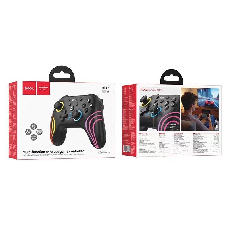 Бездротовий геймпад HOCO GA2 800mAh (SWITCH 1/2.PC) Unicorn multi-function wireless game controller Black — фото 3