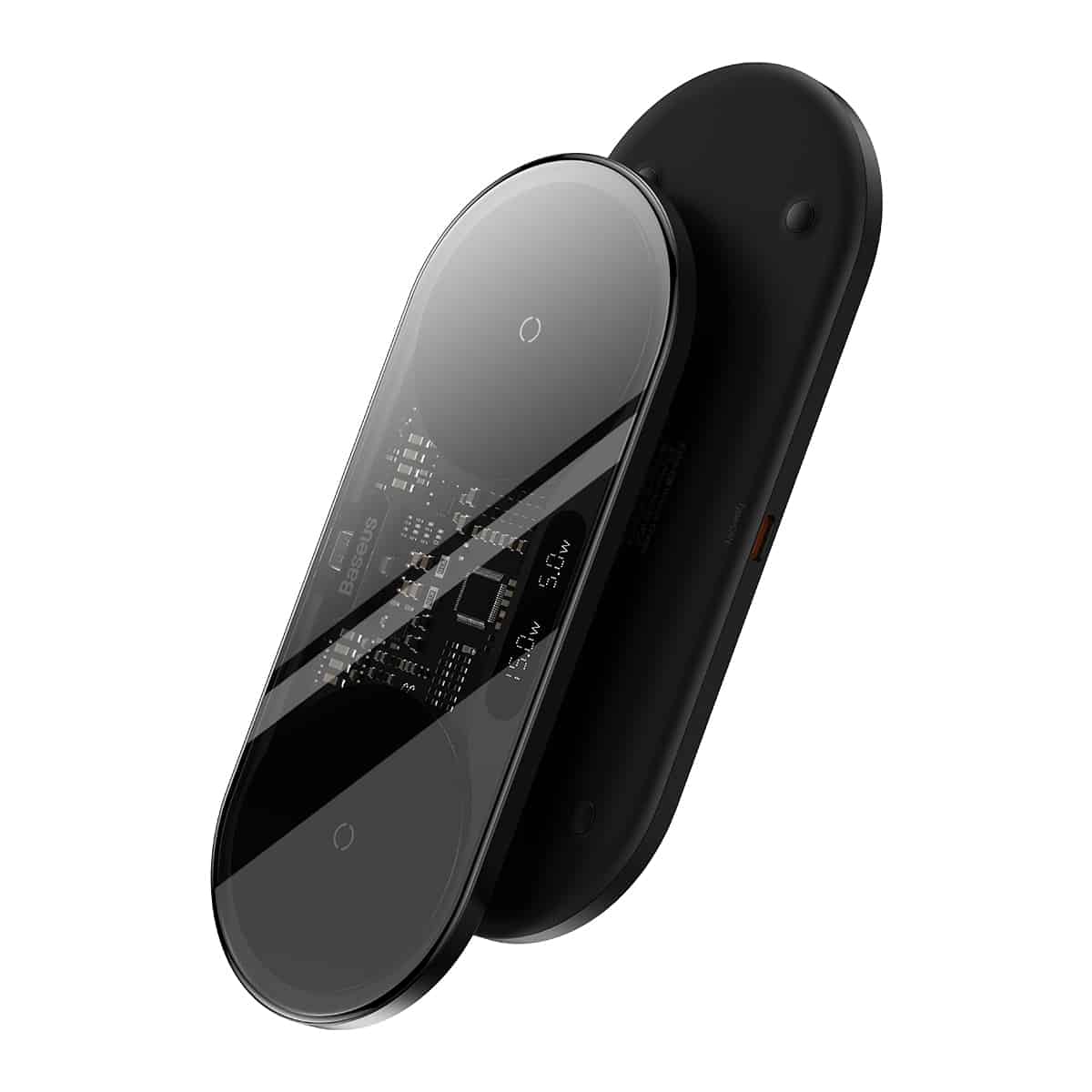 Бездротовий мультизарядний пристрій Baseus Digital LED Display 2in1 Wireless Charger 20W Black Universal version — фото 5