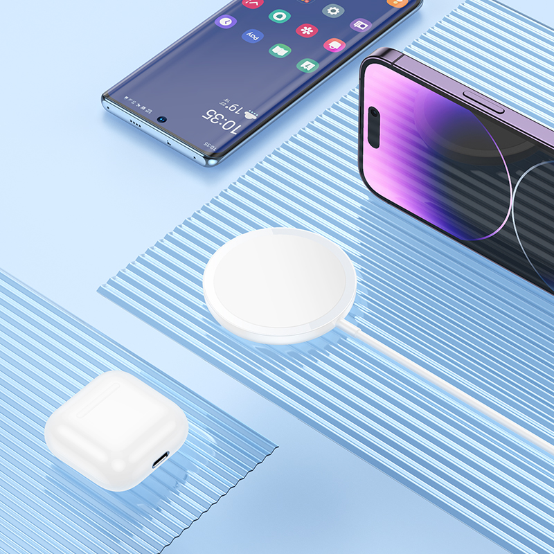 Бездротовий зарядний пристрій HOCO CW52 Enjoy magnetic wireless fast charging White — фото 7