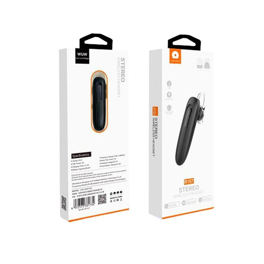 Bluetooth гарнітура WUW R157 Black — фото 3