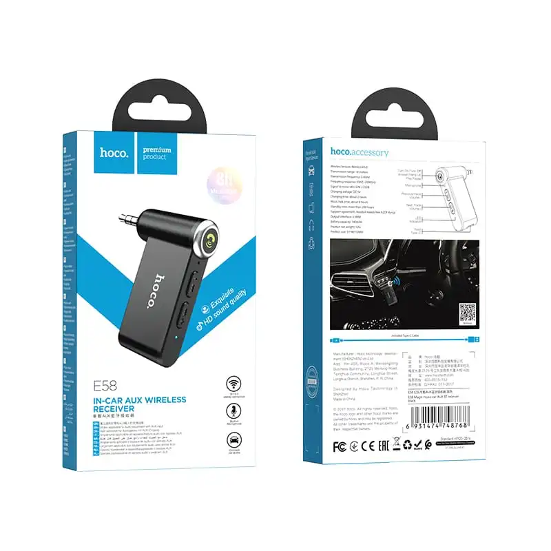 Bluetooth-ресивер HOCO E58 Magic music car AUX BT receiver Black — фото 3