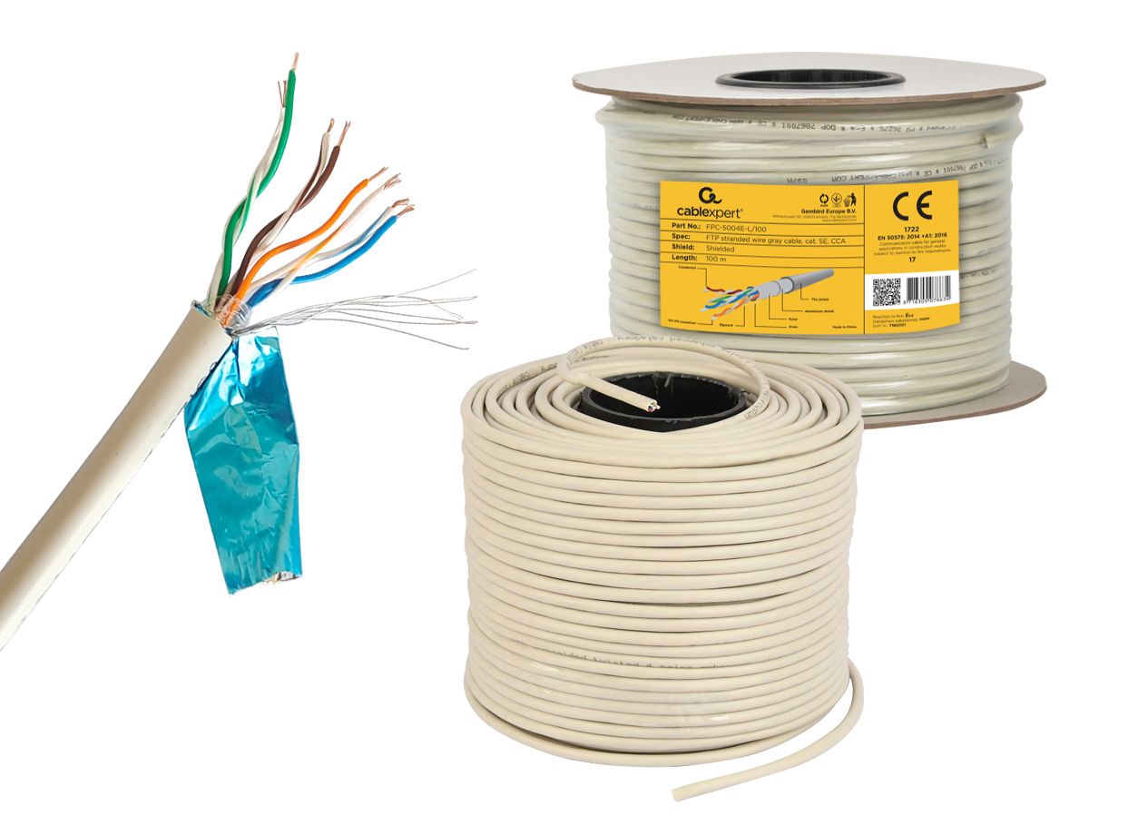 CAT5e, багатожильний, алюміній під міддю (CCA), AWG24, екранована — фото 2