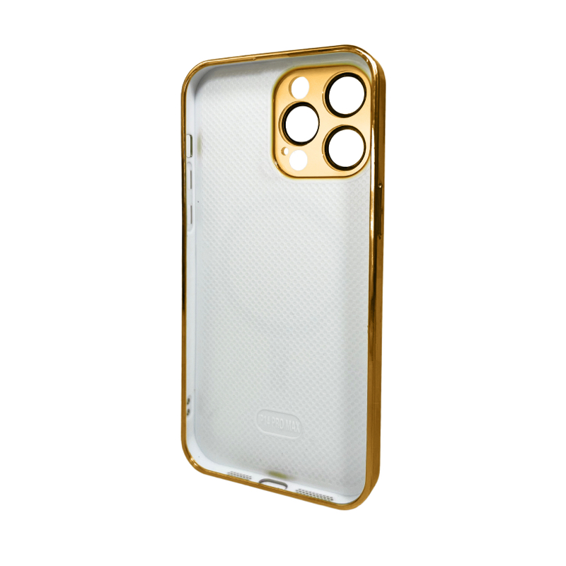 Чохол для iPhone 13 Pro Max AG Glass Sapphire Frame Gold — фото 3