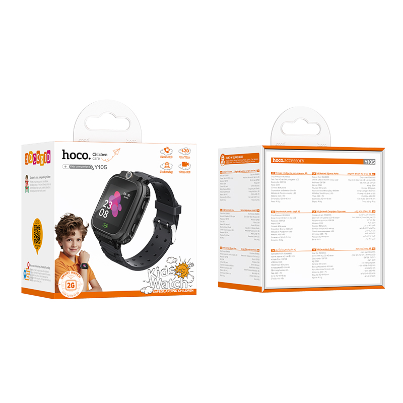 Дитячий смарт-годинник HOCO Y105 36mm. 400 mAh children phone watch Black — фото 3
