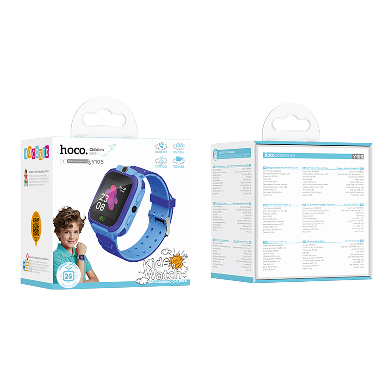Дитячий смарт-годинник HOCO Y105 36mm. 400 mAh children phone watch Blue — фото 3