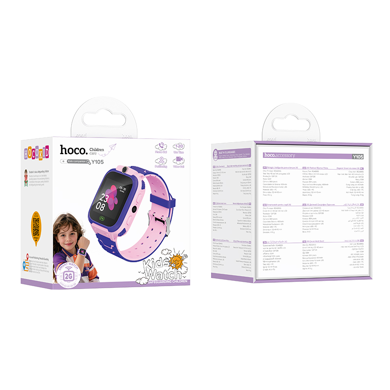 Дитячий смарт-годинник HOCO Y105 36mm. 400 mAh children phone watch Pink — фото 3