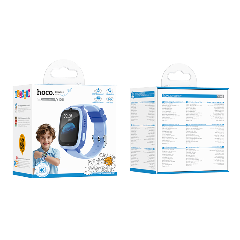 Дитячий смарт-годинник HOCO Y106 4G 46mm. 730 mAh children phone watch Blue — фото 3