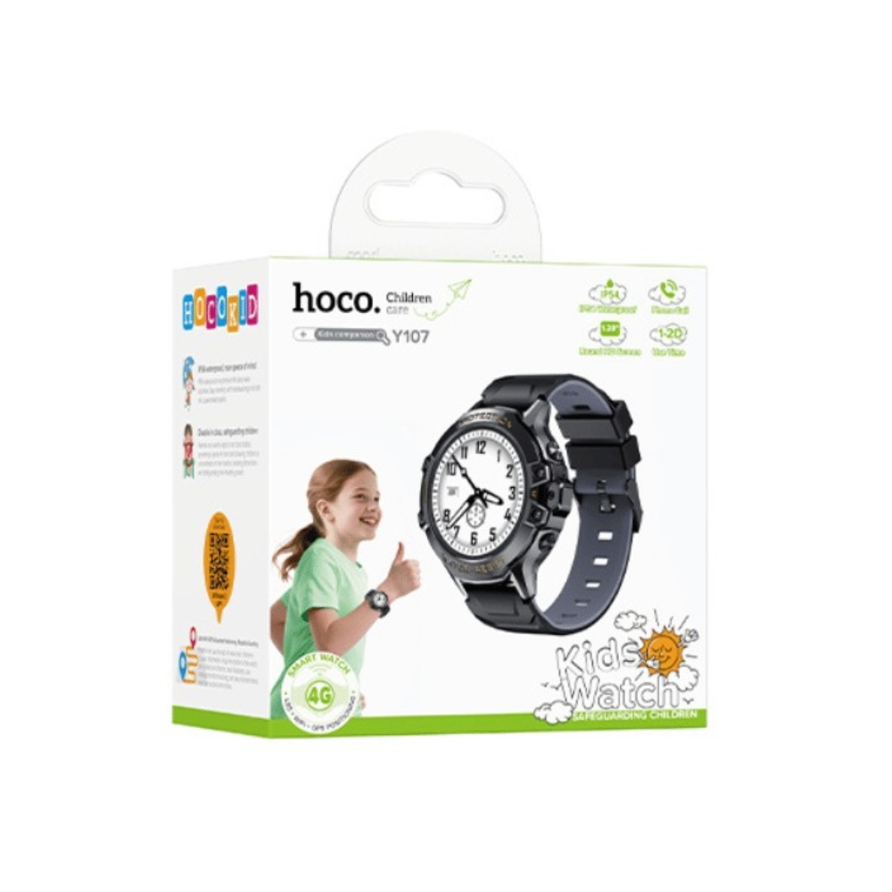 Дитячий смарт-годинник HOCO Y107 4G 32mm. 700 mAh. IP54. children phone watch black — фото 3