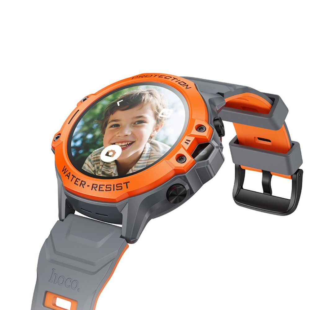 Дитячий смарт-годинник HOCO Y107 4G 32mm. 700 mAh. IP54. children phone watch orange — фото 5