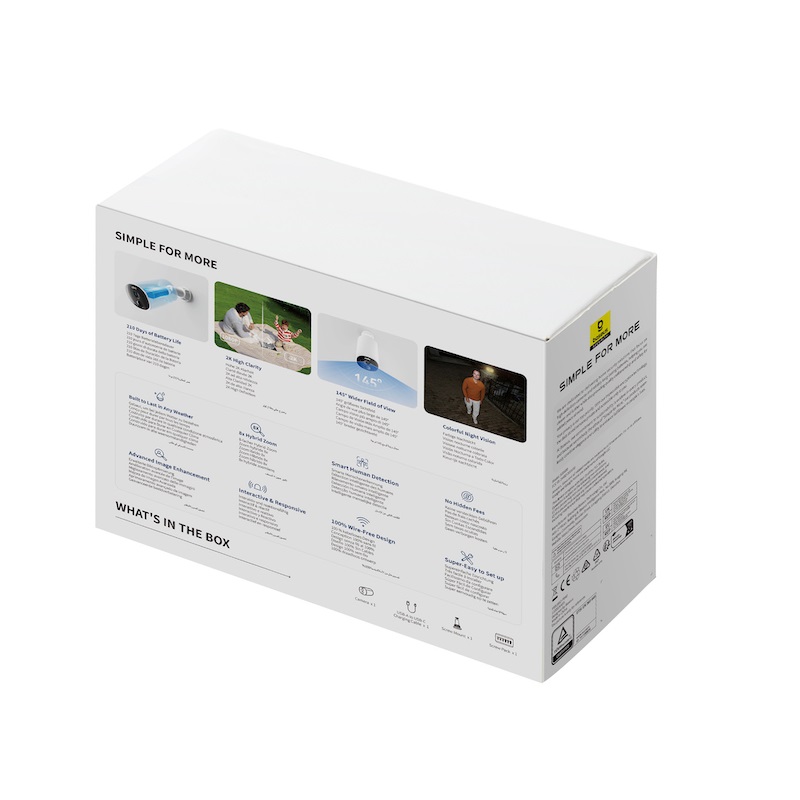 Додаткова IP-камера відеоспостереження Baseus Security B1 Outdoor Camera 2K White — фото 4