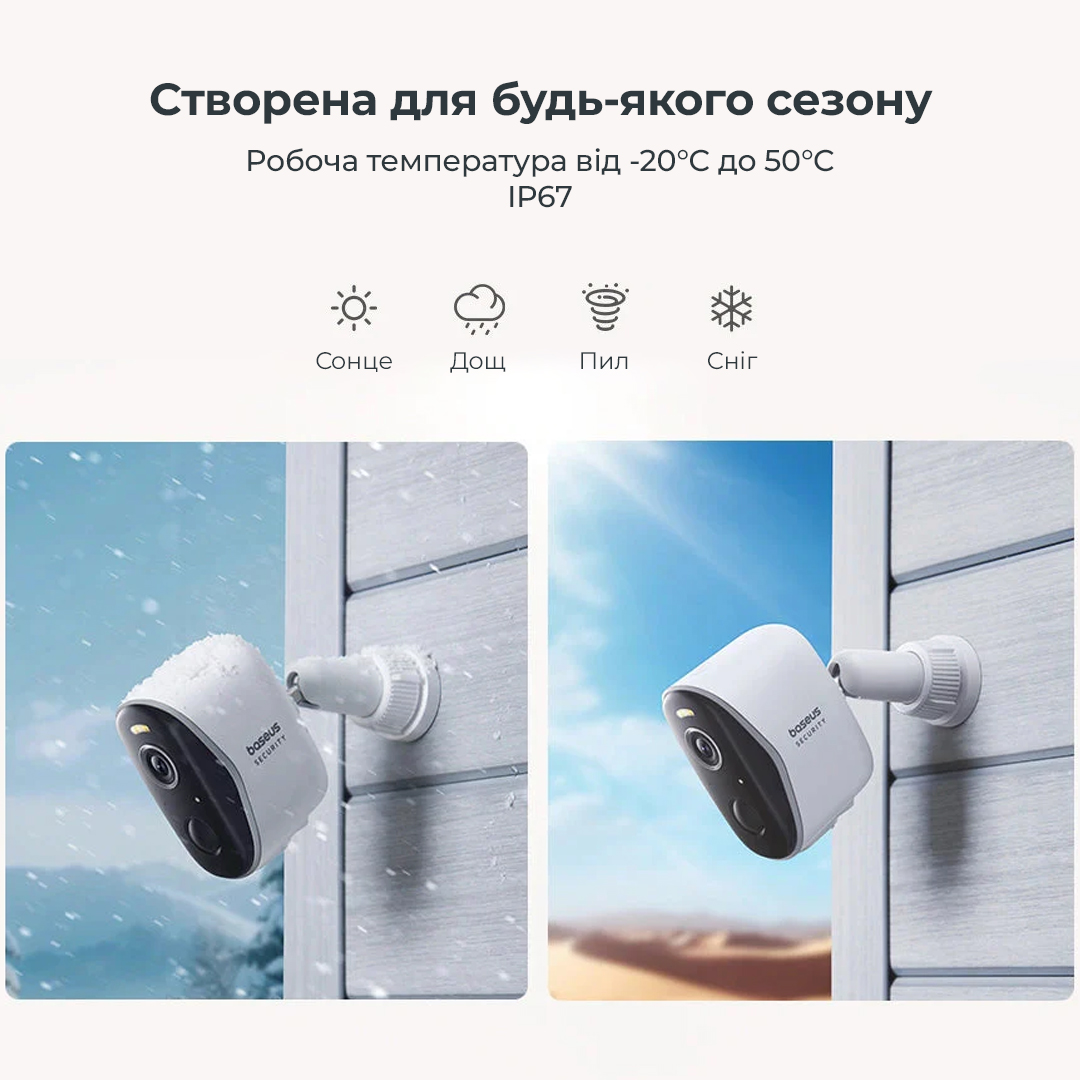 Додаткова IP-камера відеоспостереження Baseus Security N1 Outdoor Camera 2K White — фото 11