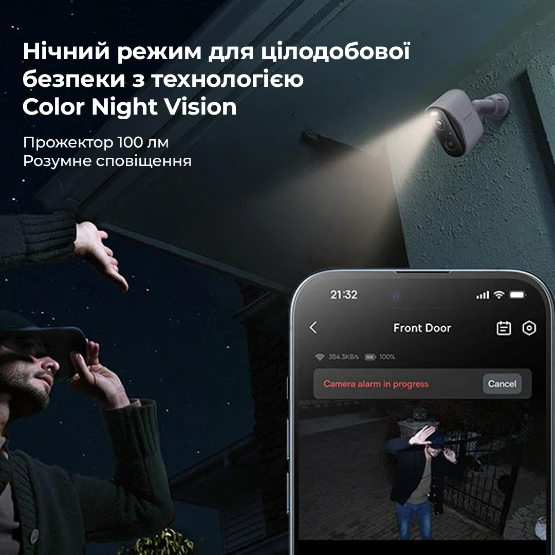 Додаткова IP-камера відеоспостереження Baseus Security N1 Outdoor Camera 2K White — фото 9