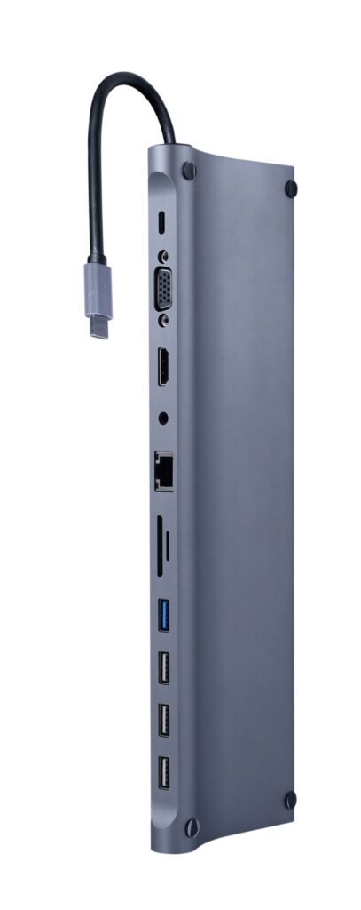 Док станція USB-C 11-в-1 (USB-хаб + Hdmi/VGA/PD/картридер/LAN/3.5-мм