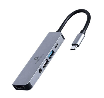 Док станція USB-C 5-в-1 (хаб/Hdmi/PD/Аудио 3,5), сірий Cablexpert