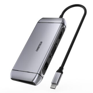 Док станція USB-C 9-в-1 (Hdmi/VGA/картридер/LAN/USB-A), алюміній