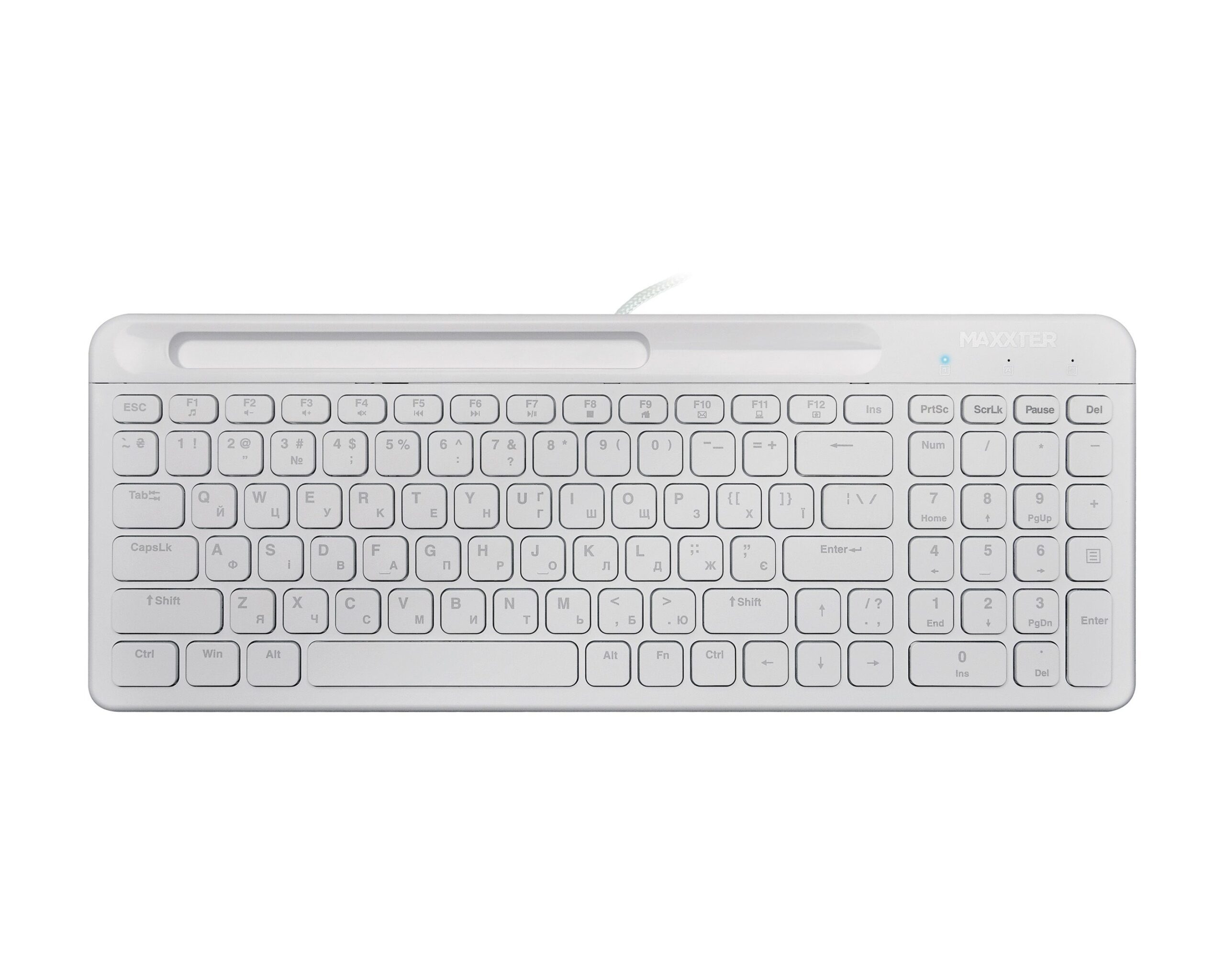 Дротова клавіатура, ножичний механізм, біла Maxxter KB-01W-UA