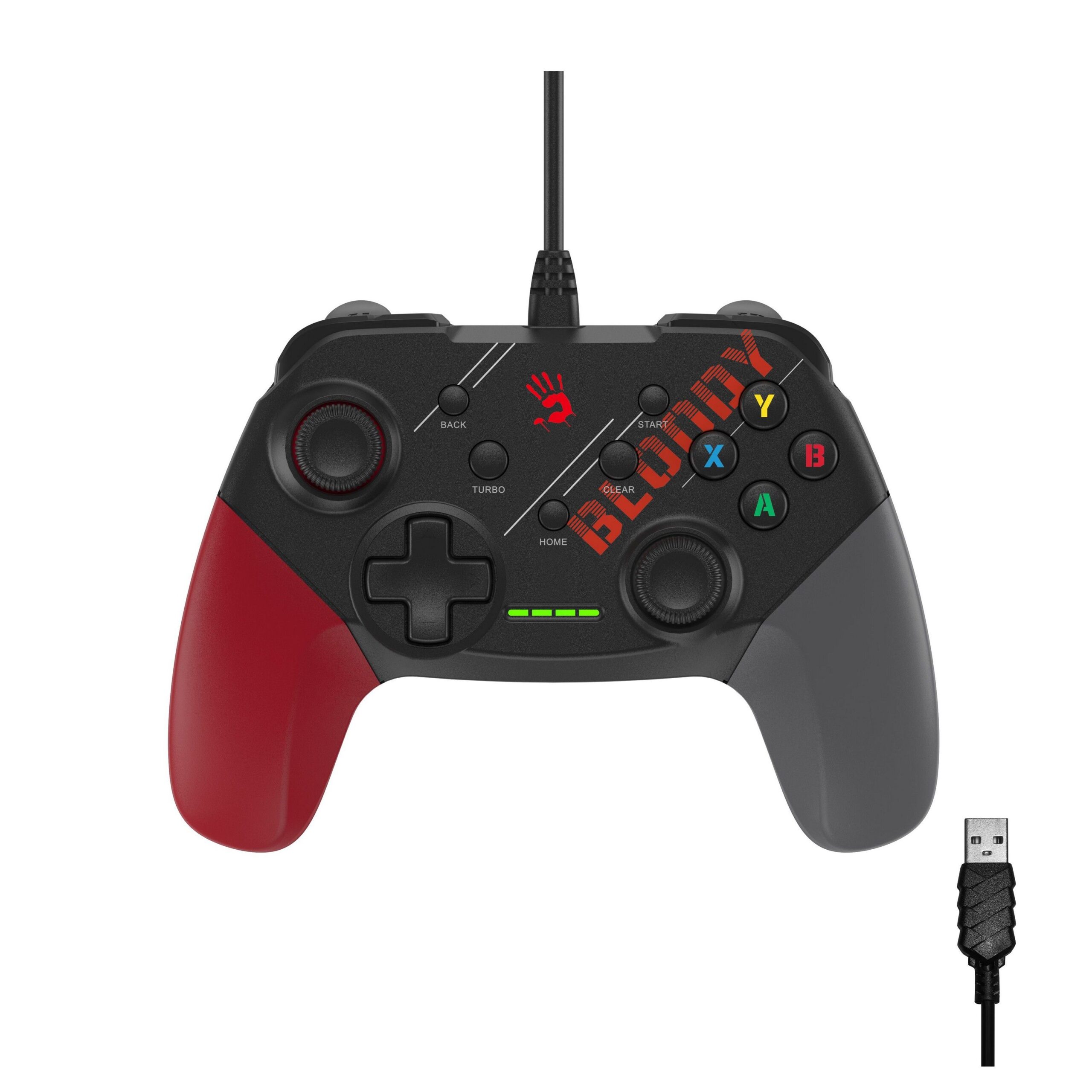 Дротовий ігровий геймпад USB інтерфейс, чорно-червоний Bloody GP30