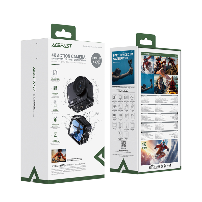 Екшн-камера ACEFAST X1 4K Waterproof Action Camera Black — фото 3
