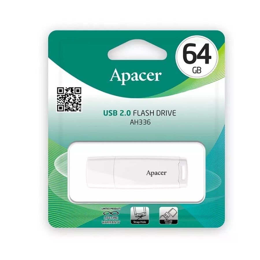 Флеш-накопичувач Apacer USB 2.0 AH336 64Gb White — фото 3