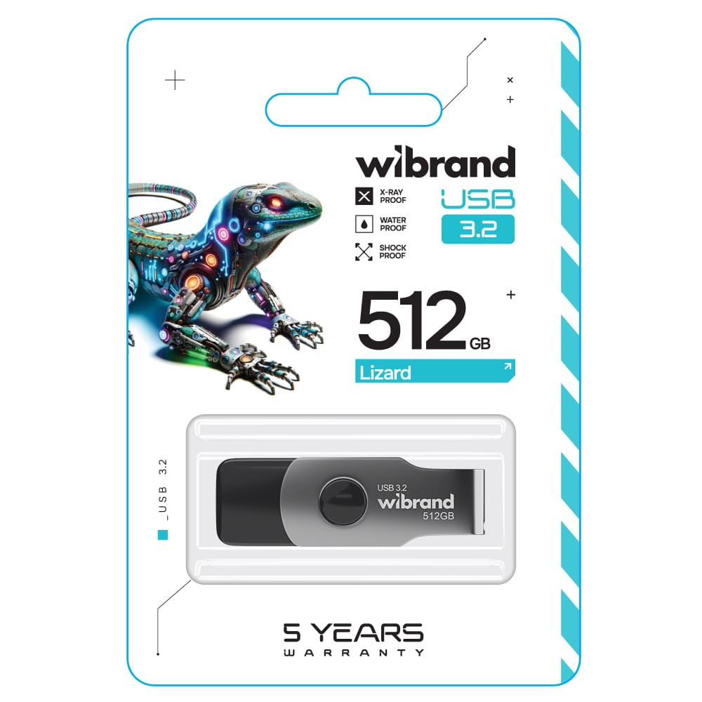 Флеш-накопичувач Wibrand USB 3.2 Gen1 Lizard 512GB Black — фото 3