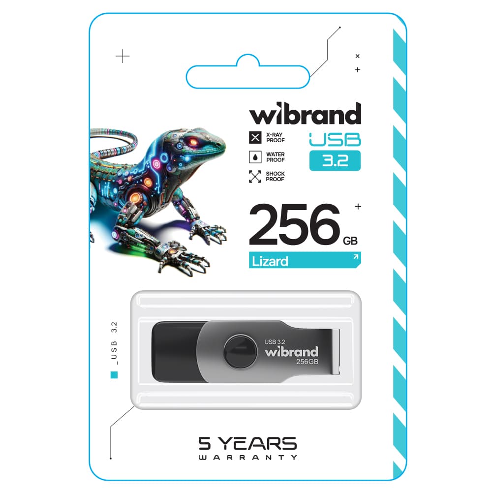 Флеш-накопичувач Wibrand USB 3.2 Gen1 Lizard Black — фото 3