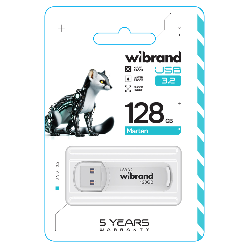 Флеш-накопичувач Wibrand USB 3.2 Gen1 Marten 128GB White — фото 3