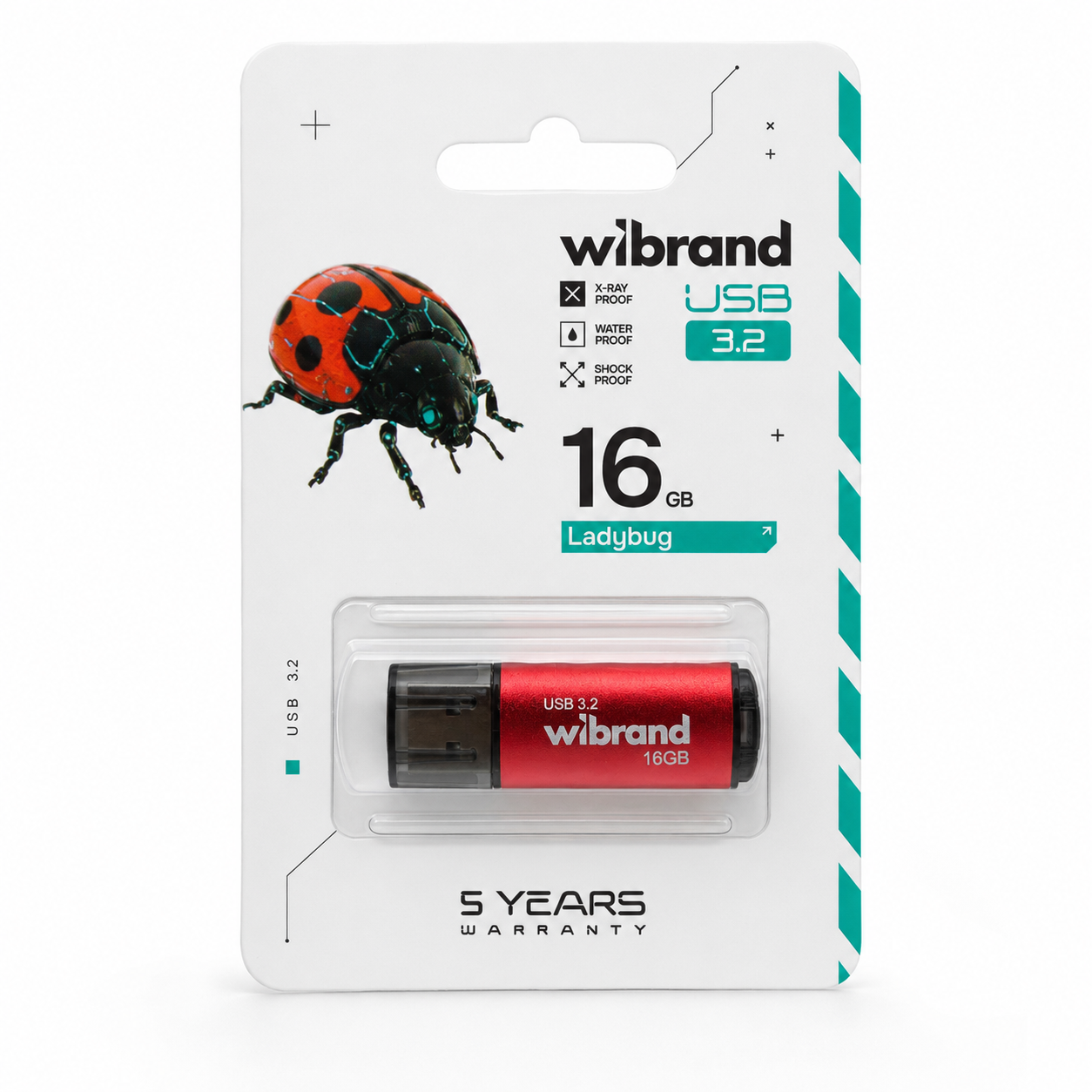 Флеш-накопичувач Wibrand USB 3.2 Ladybug червоного кольору — фото 3