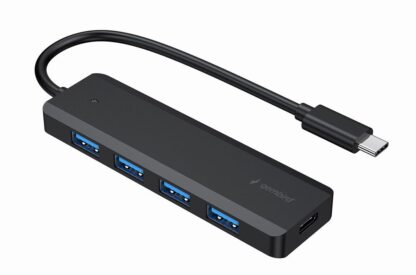 Хаб на 4 порти USB 3.1,USB-C, USB-C PD, пластик, чорний Gembird
