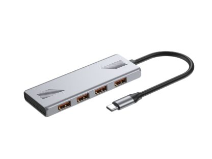 Хаб на 4 порти USB 3.2, метал, сріблястий Gembird UHB-CM-U310-A4-01